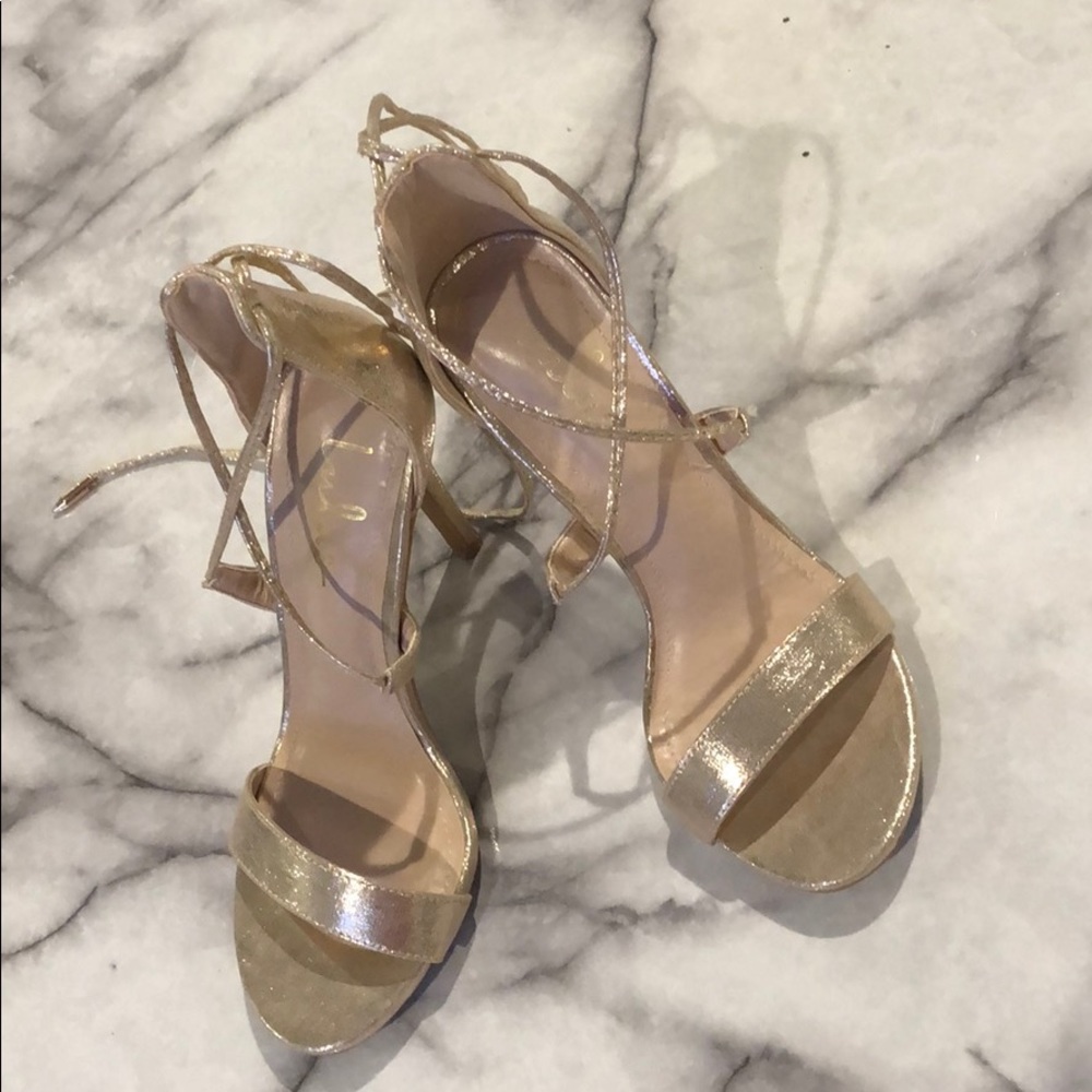 gold high heels